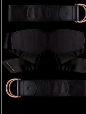 New Honey Birdette Rose Gold Bondage Set Blind fold & Restraint Sealed Box BLK